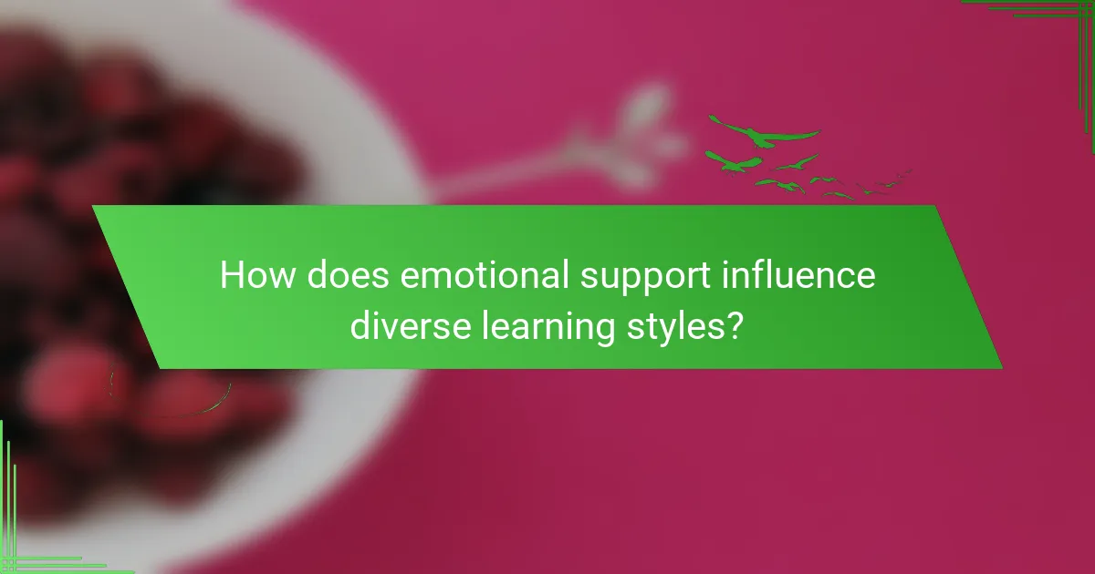 How does emotional support influence diverse learning styles?