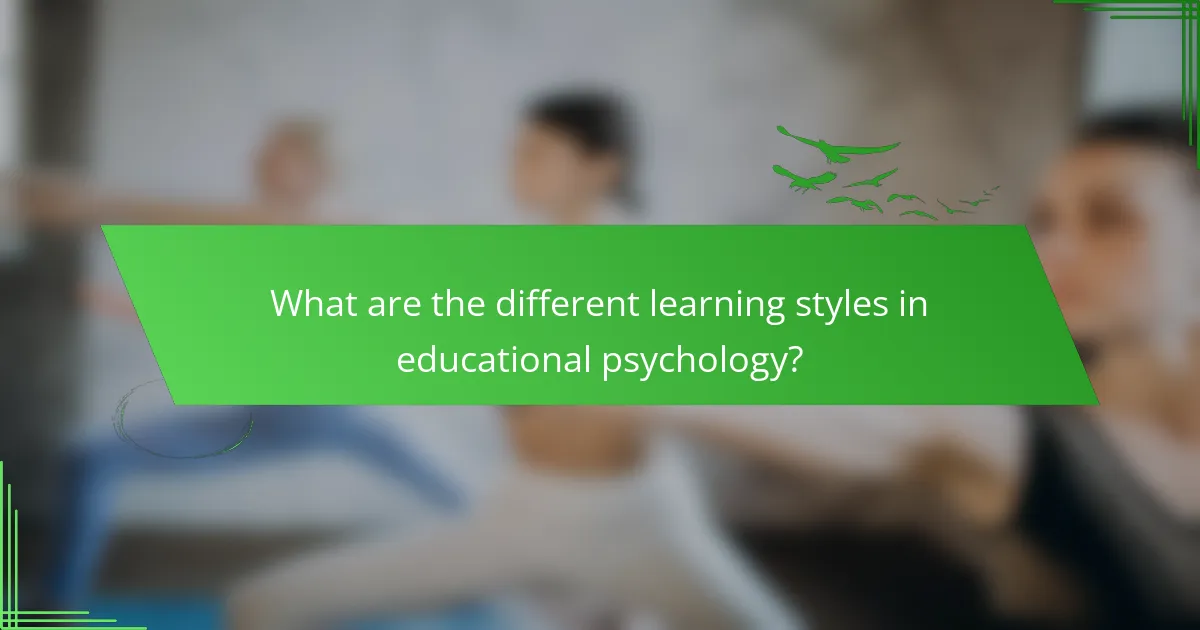 What are the different learning styles in educational psychology?