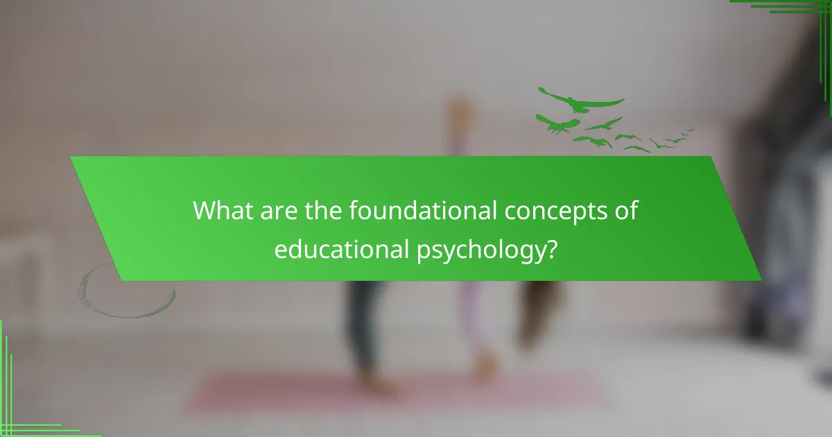 What are the foundational concepts of educational psychology?