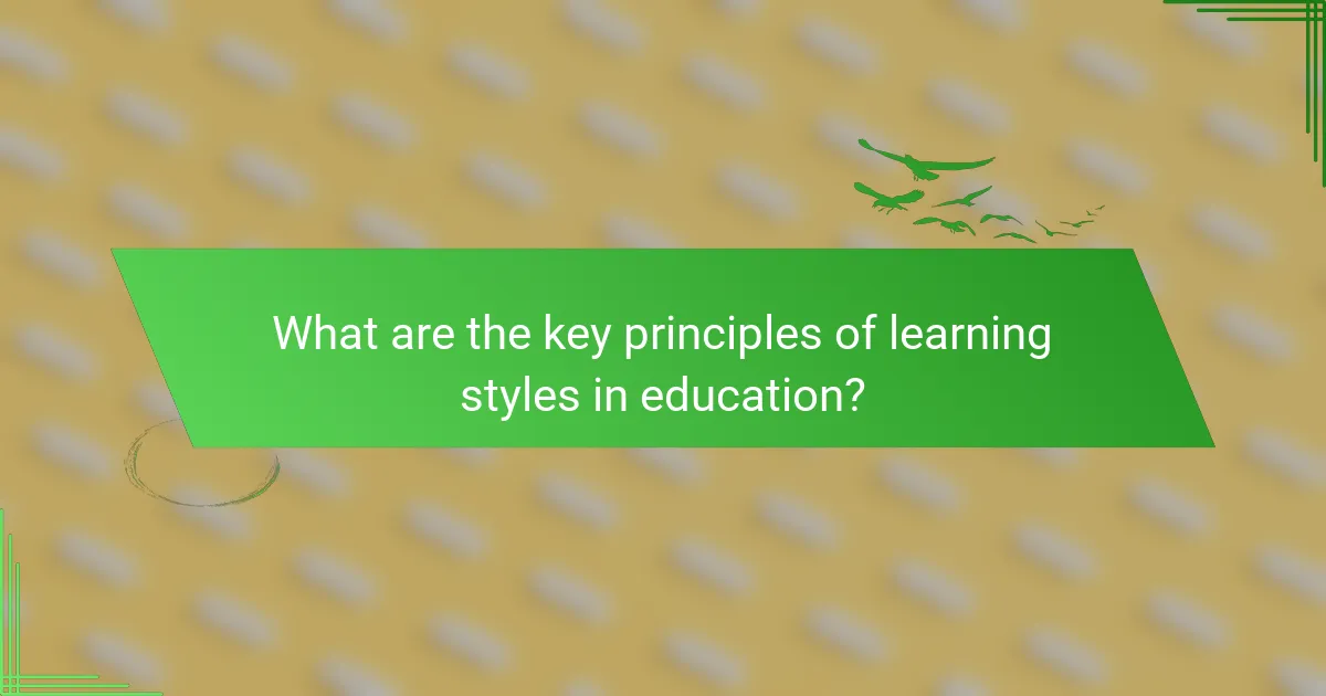 What are the key principles of learning styles in education?