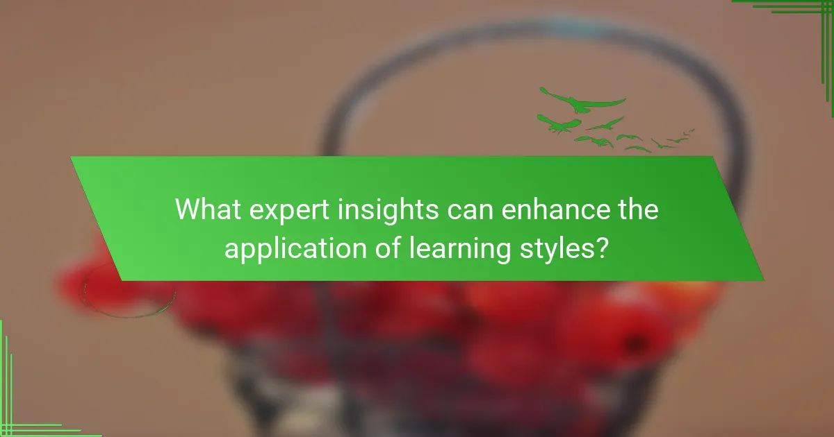 What expert insights can enhance the application of learning styles?