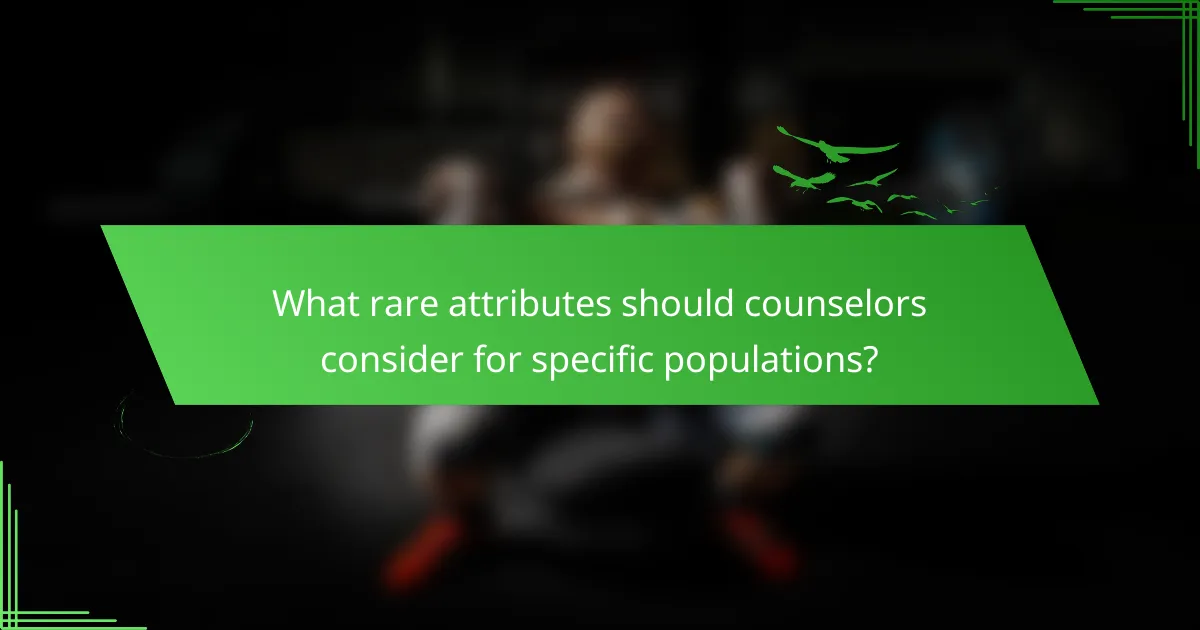 What rare attributes should counselors consider for specific populations?